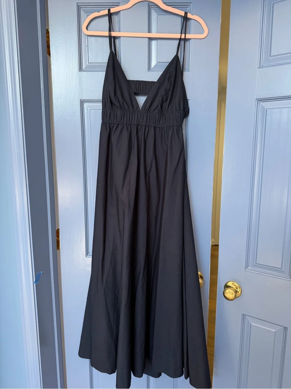 Aritzia Babaton Encourage Poplin Maxi Dress Navy Blue Size L - Picture 2 of 8